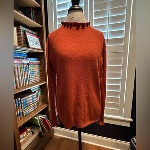 Garnet Hill Warm 100% Orange Turtleneck Sweater